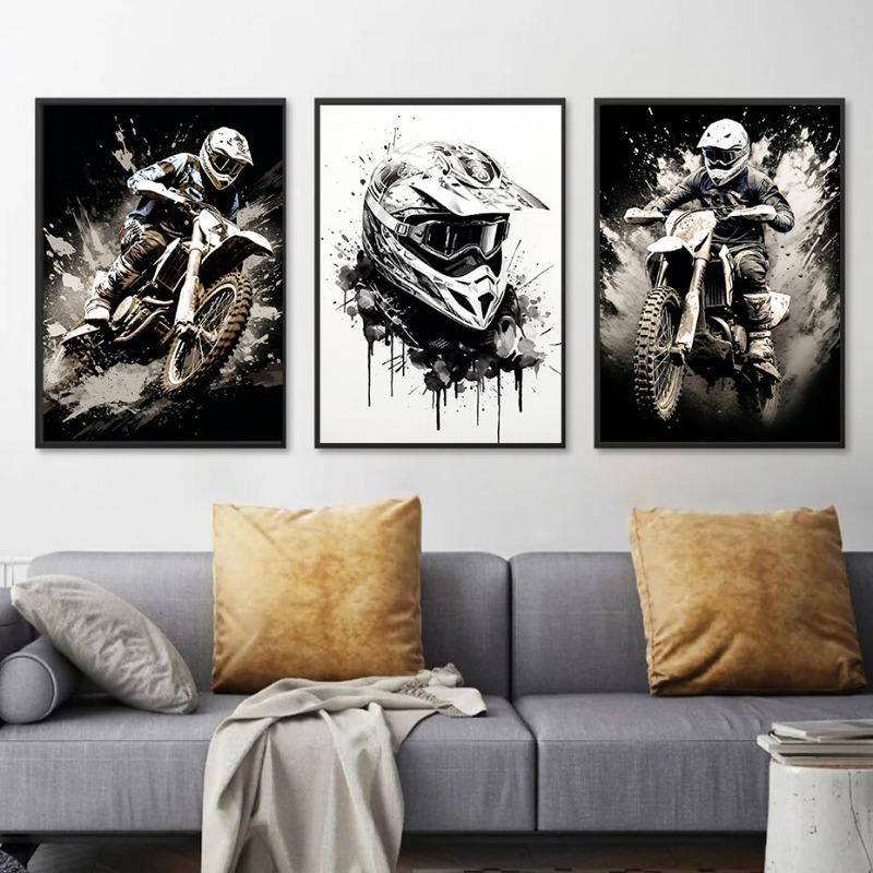 Akwarela Błotny Rower Motocross Płótno Malarskie Plakaty Wydruki Motocykl Rower Ścienny Obraz do Pokoju Wystrój Domu Prezent dla Syna