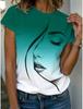 Sommer Abstraktes Gesicht 3D Druck T-Shirts Damen Streetwear Lässige Mode Y2k Kurzarm T-Shirt Rundhals T-Shirts Oberteile Kleidung