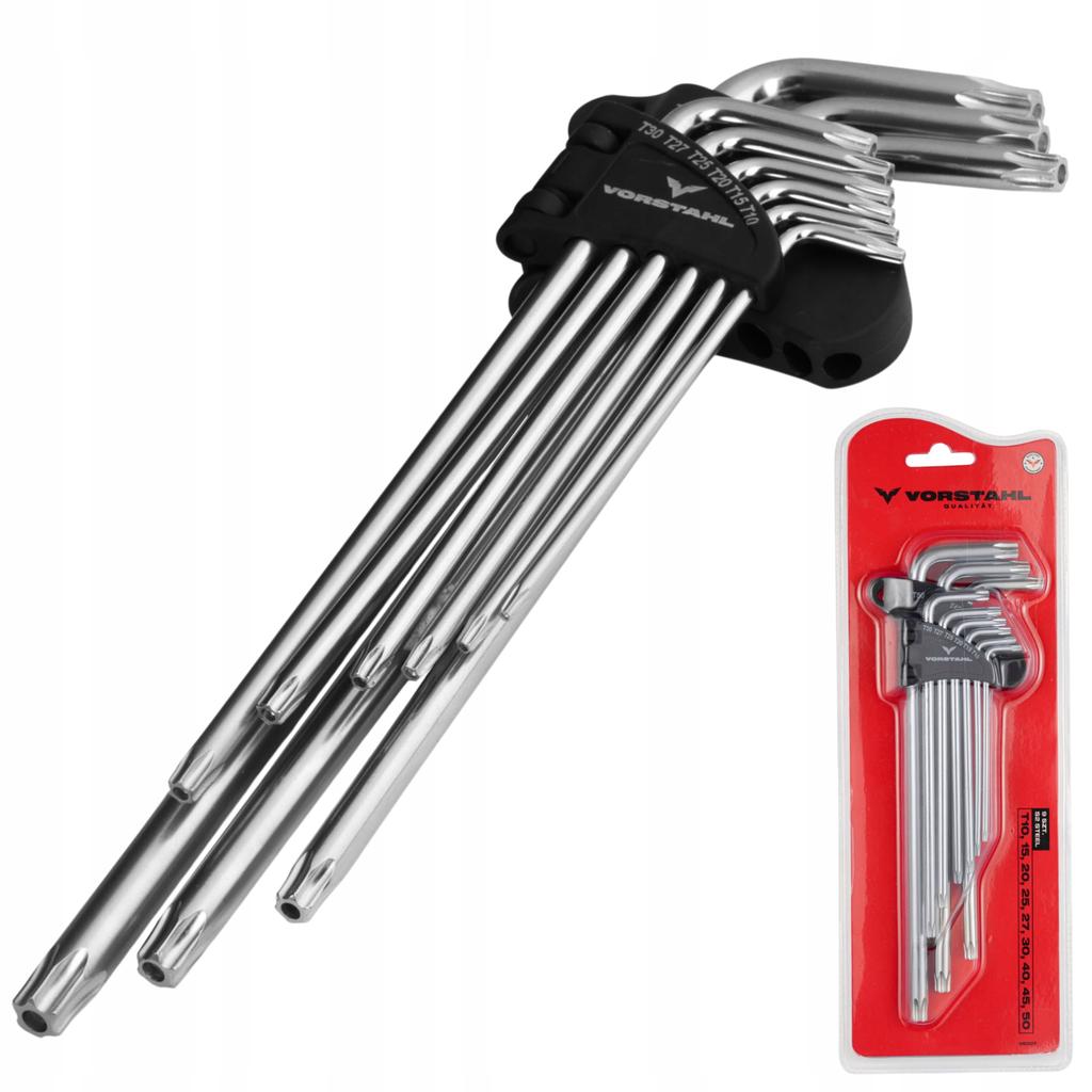 Set of TORX Allen Keys VERY LONG 9 Pcs > T10 - T50mm < Vorstahl