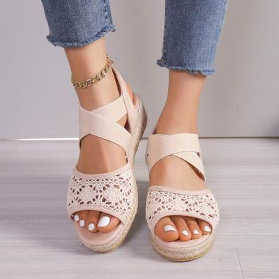 New Summer Wedge Sandals Women's Casual Fish Mouth Open Toe Mesh Fashion Comfortable and Versatile Platform Flat Women's Shoes