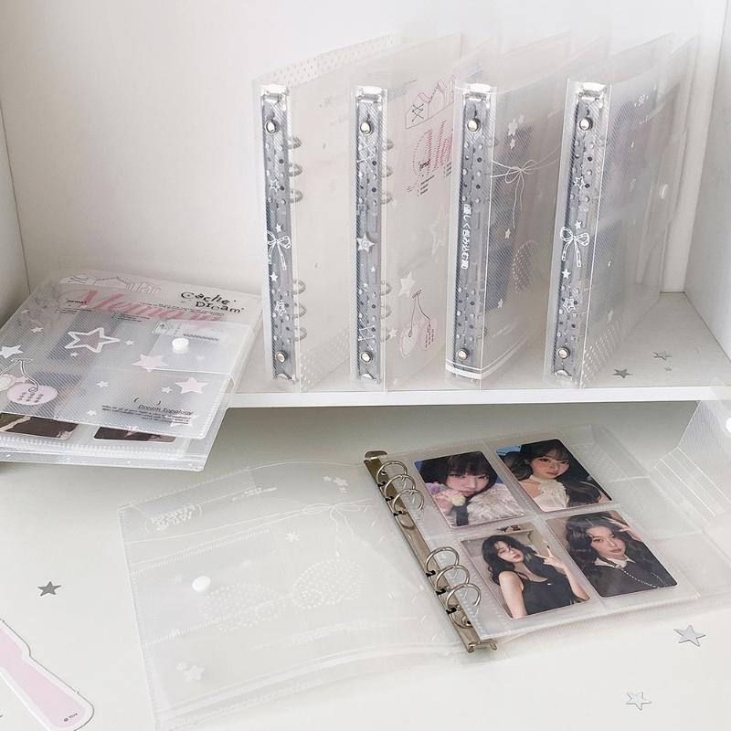 A5 Løsbladsmappe Organisering Kirsebær/Engel Vinge Gennemsigtig Klar Album Organizer Cover Til Kpop Fotokort Samling