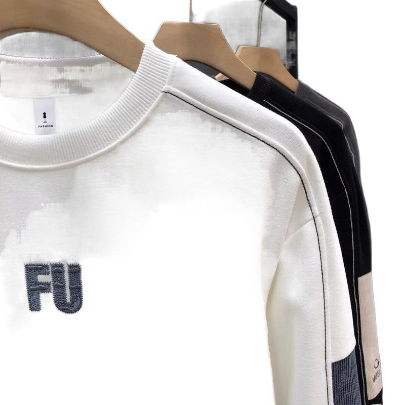 Pánské těžké mikiny s kulatým výstřihem, Trendy jarní/podzimní topy s dlouhým rukávem