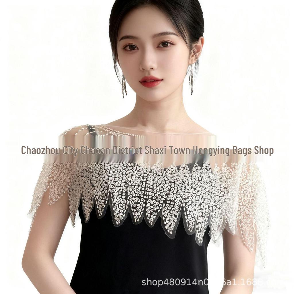 Stylish Summer Sequin Mesh Shawl Cape - Sun Protection Qipao Bolero Top