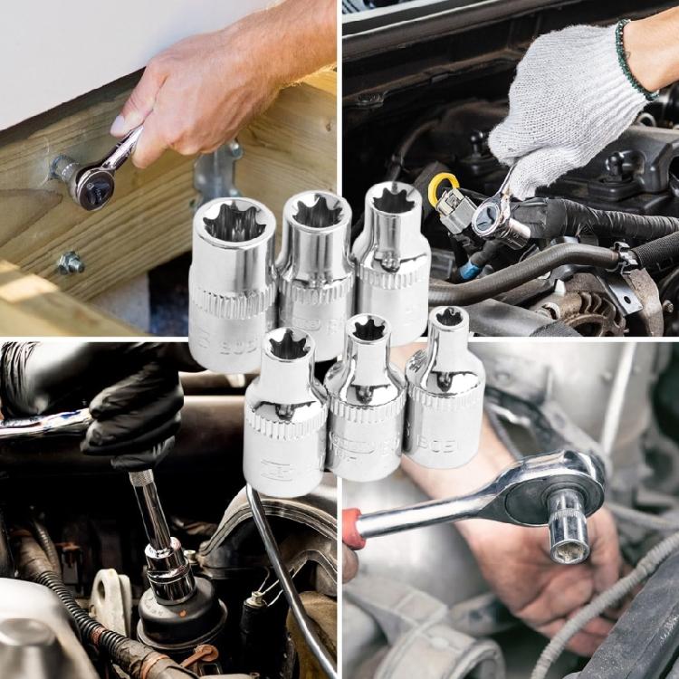 6Pieces Compacts 1/4Inch Drive Socket Ratchets Wrench Hex Socket Set With Storage Case Corrosion Resistant Materials