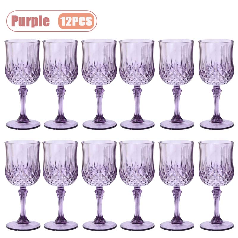 

12-36PCS Reusable Plastic Wine Glass Drinking Goblet Tall Lightweight Beverage Container for Home Party Bar Supplies