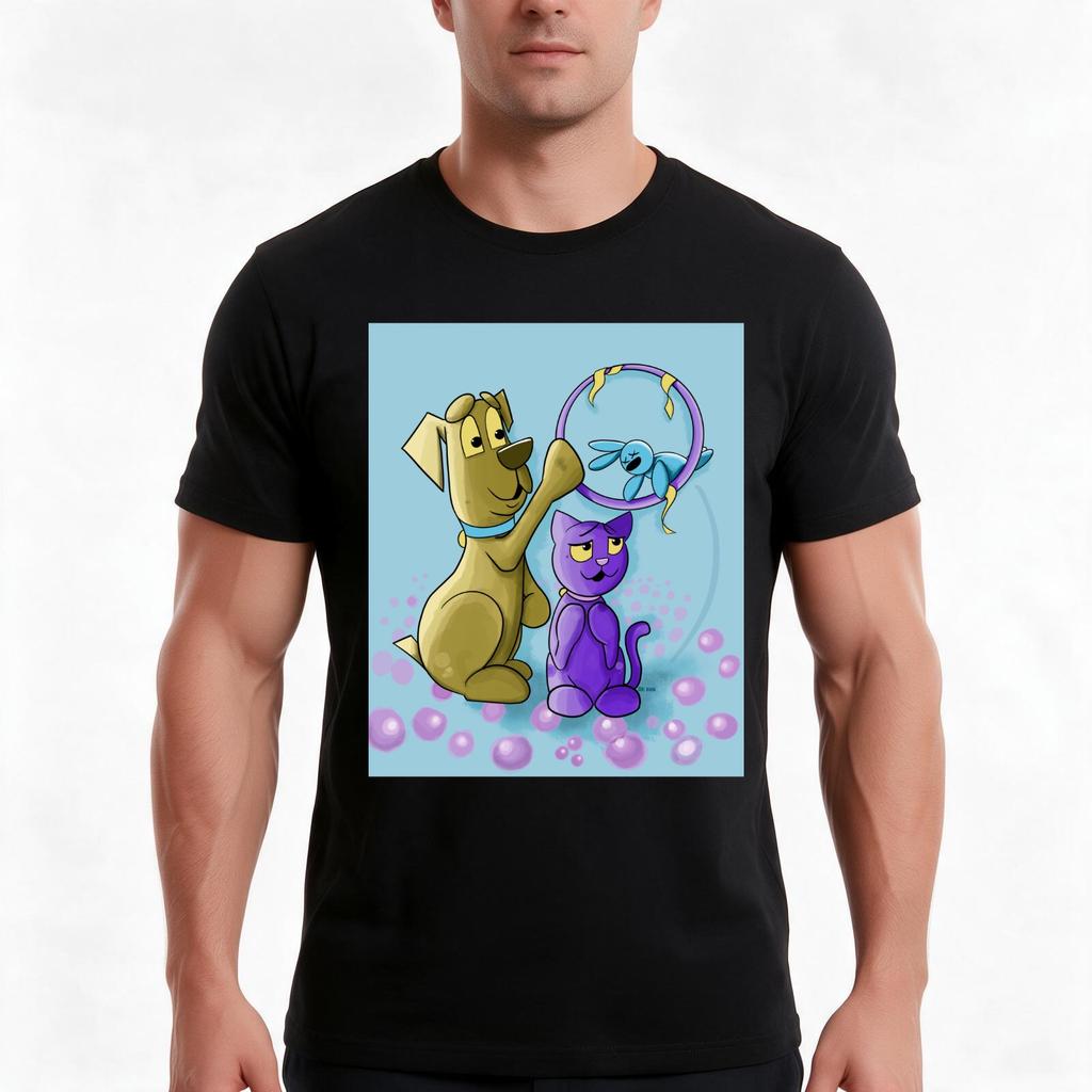 Little Cat And Friends Tshirt Summer Casual Cotton Tee Oversized Streetwear Tops Vintage Graphic Print Unisex Unisex Unisex