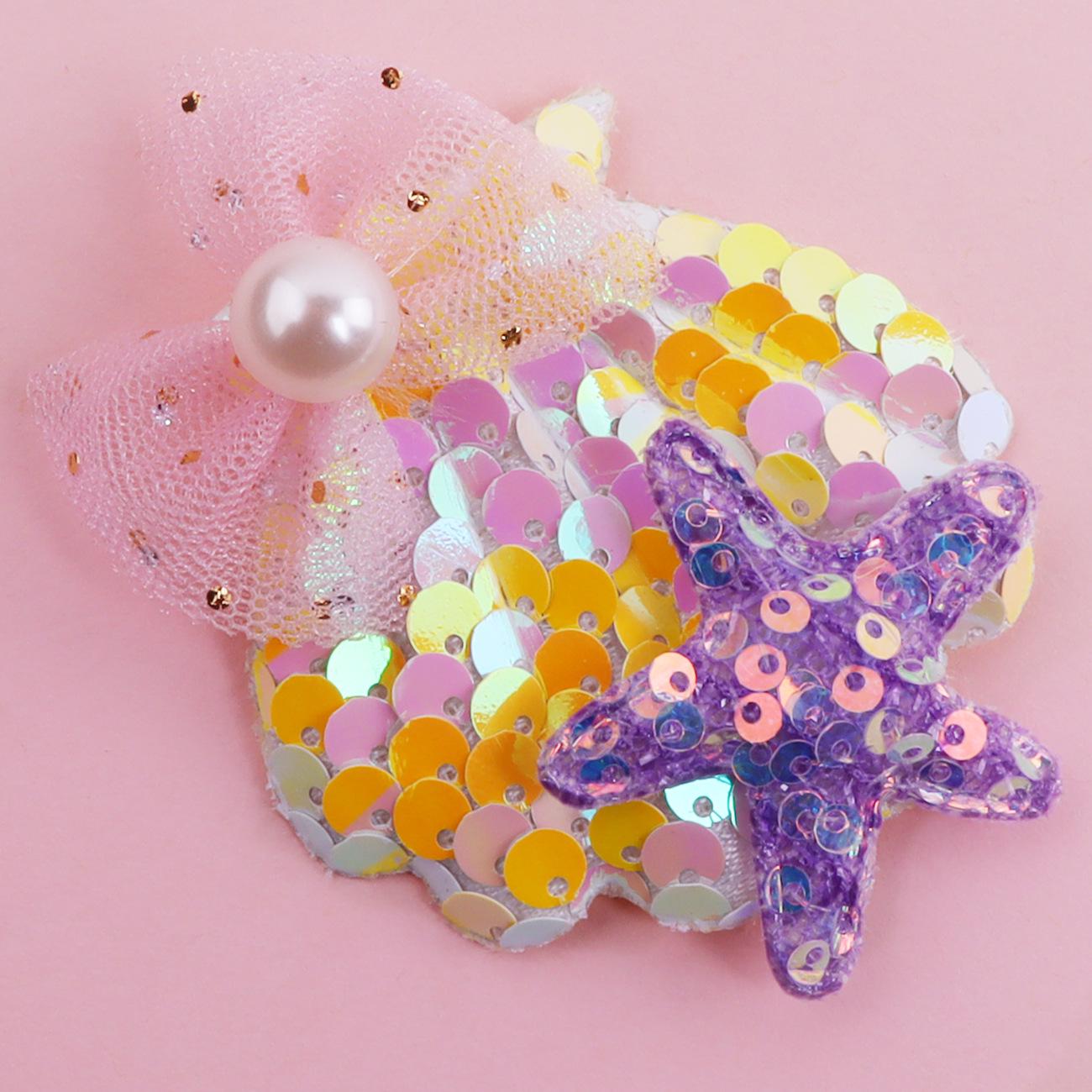 Sequin Shell Bow Hair Clips for Girls - DIY Accessory Ornaments