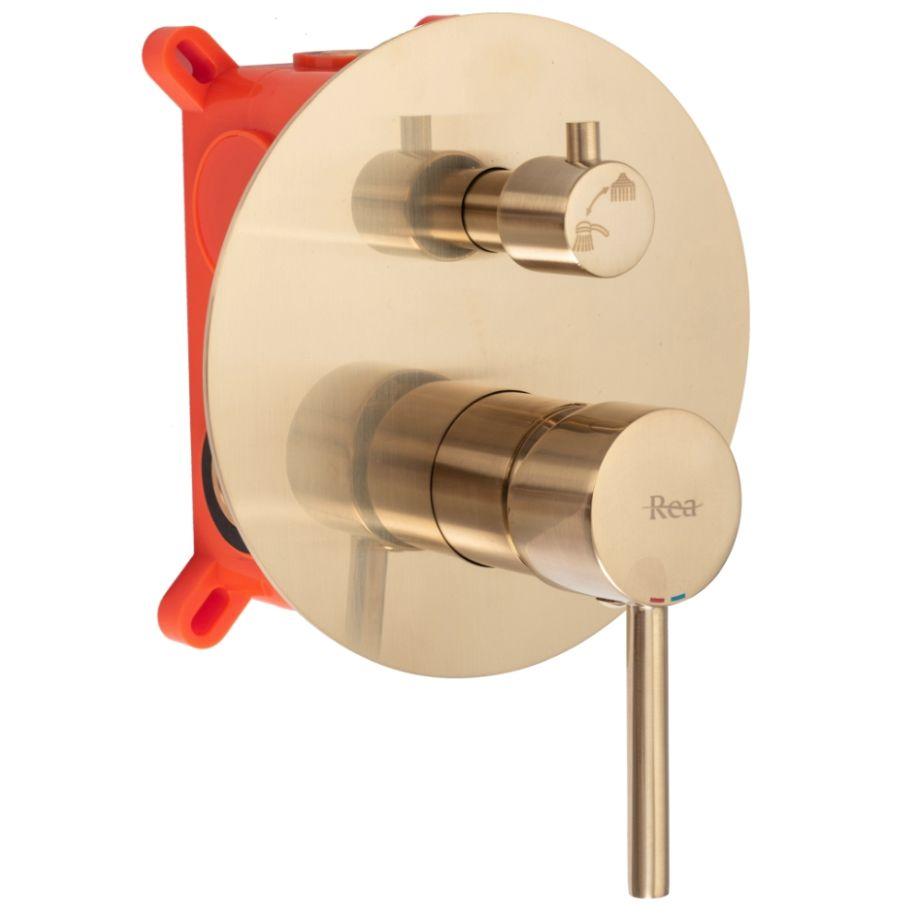 Concealed Bath Mixer Lungo Gold Brushed + Box Sku Rea-b7503