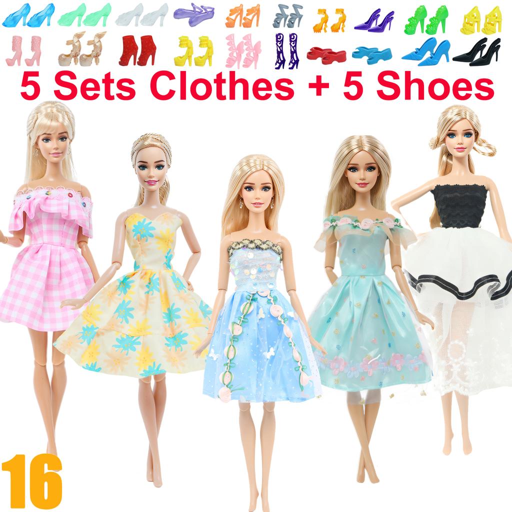 10 Stück/Set Mode-Outfits Ba Puppe Bie Hemd Hose Kleid Schuhe 11,5 Zoll Puppenkleidung Puppenhaus 11,8" 30cm 1/6 Puppenzubehör