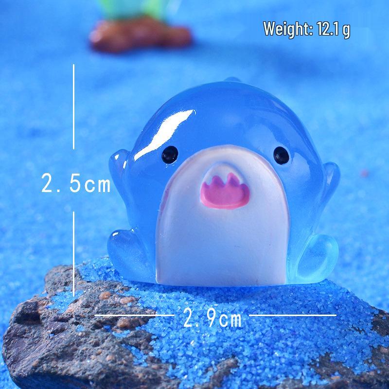 Luminous Little Shark Micro Landscape Ornament - Resin Cartoon Accessory
