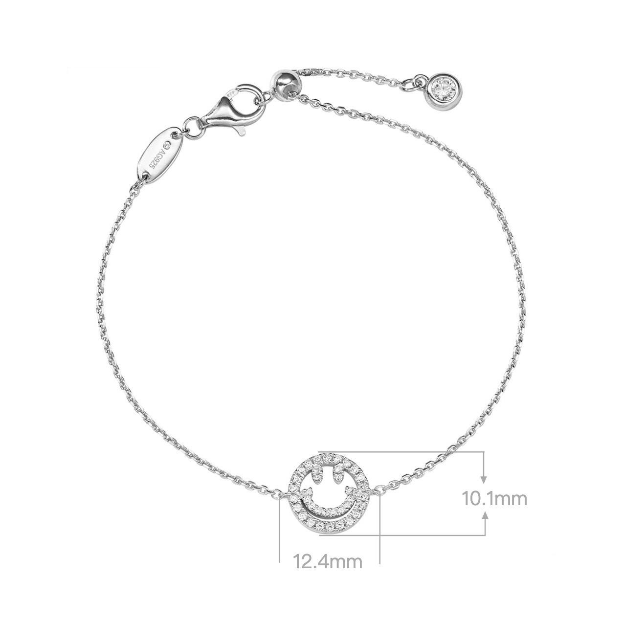 

925 Sterling Silver Smiling Face Necklace & Bracelet Set - Double-Sided Smile Pendant, Non-Fading Clavicle Chain, Light Luxury. 925 Sterling Silver