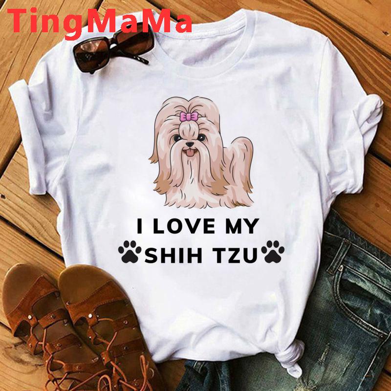 Maminka Tričko Ženy Harajuku Letní topy Kreslený Shih Tzu Grafika Trička Kawaii Módní Unisex topy