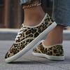 Leopard Print Women's Flat Sneakers | Casual Lace-Up Slip-On Shoes with Round Toe, Soft Fabric Upper, PVC Sole, Ideal for Spring and Summer