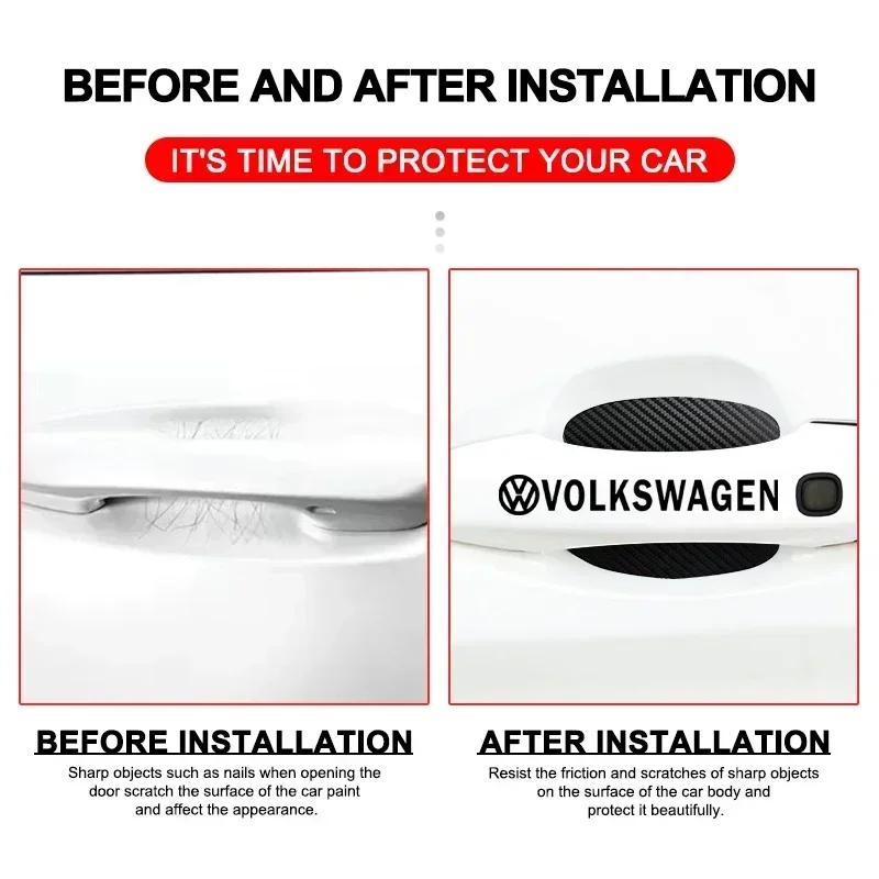 For Volkswagen VW 8Pcs Car Door Sticker Auto Handle Anti Scratch Protection Film Car Styling For Volkswagen Scirocco POLO Tiguan