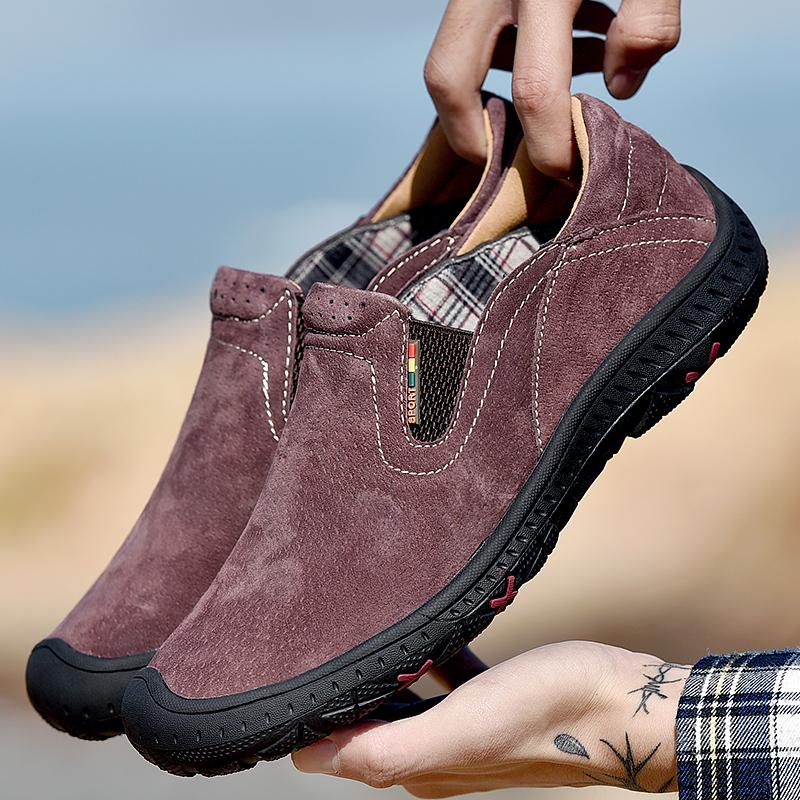38-48 Casual Men's Shoes Retro British Style Leather Large Size Two-layer Pork Skin Driving Car Shoes