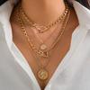 Multilayer Hip Hop Queen Avatar Pendant Necklace Necklace Punk Round Brand Collarbone Chain Necklace