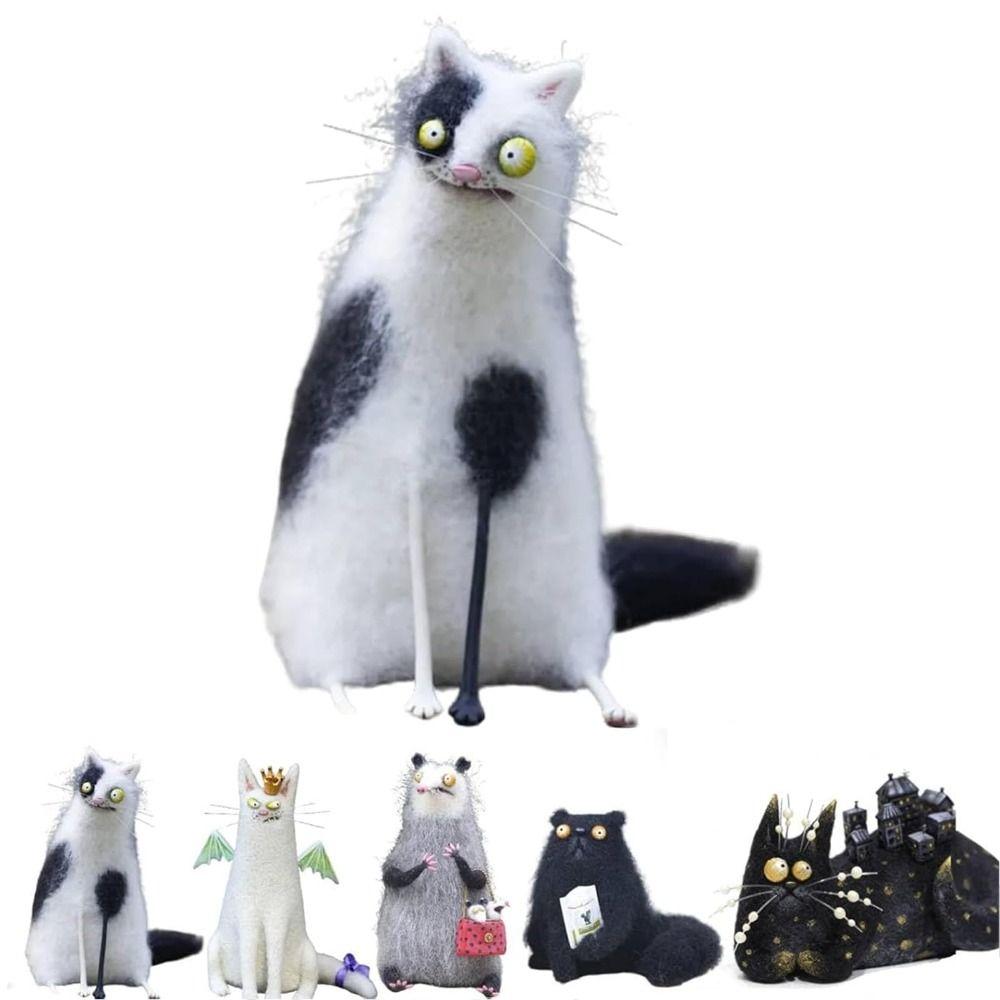 Cartoon-Tiere Wollfilz Vertraute Schrullige Handgemachte Begleiter Mini Große Augen Seltsam Niedlich Gefilzte Begleiter Mini-Tierdekoration