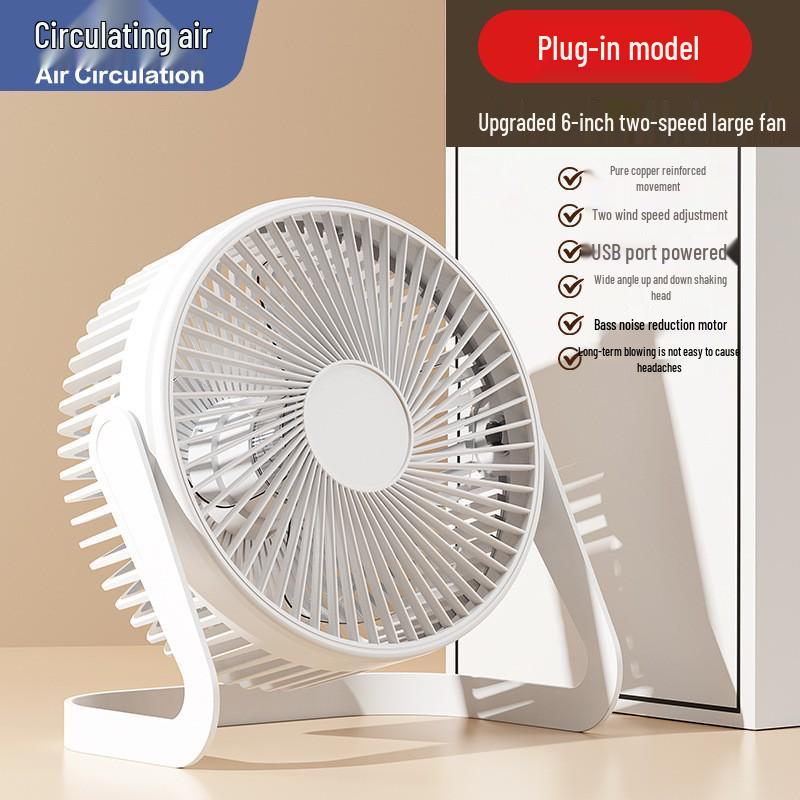 6-Zoll leiser USB-Schreibtischventilator mit zwei Geschwindigkeiten - Ideal für Wohnheime, Büros und Studenten