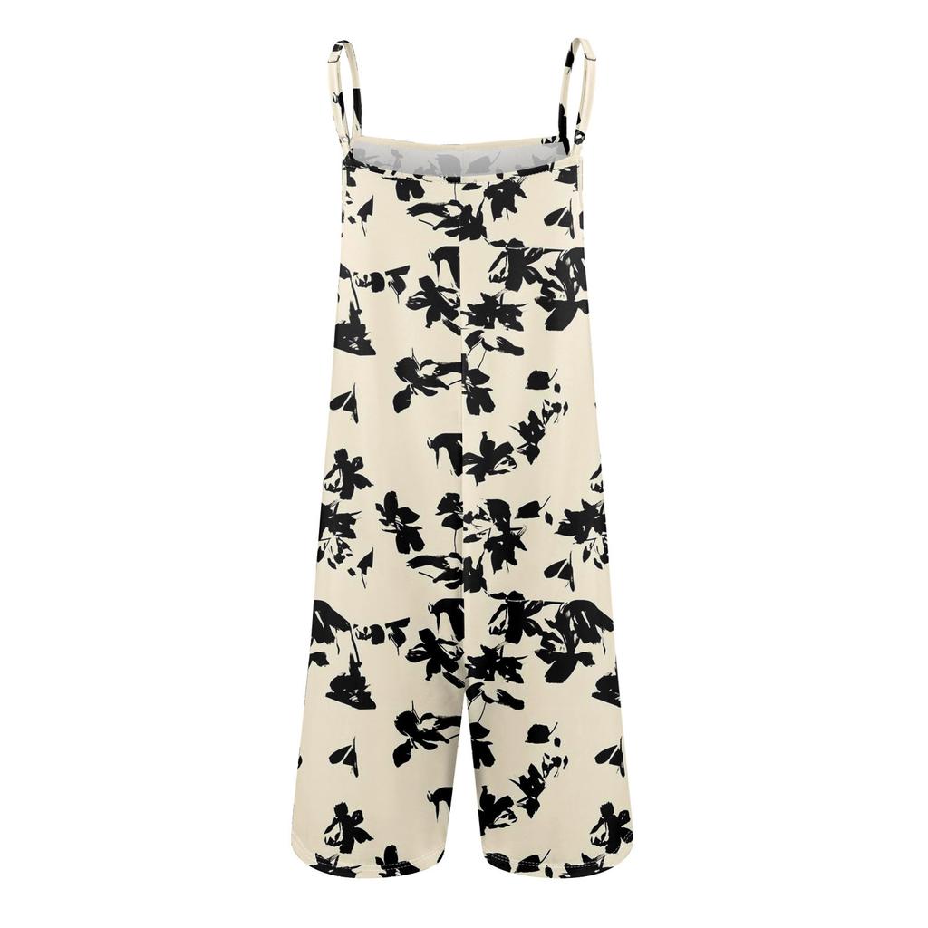 Rompers For Women Summer Casual Sleeveless Overall Comfy Loose Spaghetti Strap Romper Fashion Jumpsuit With Pockets