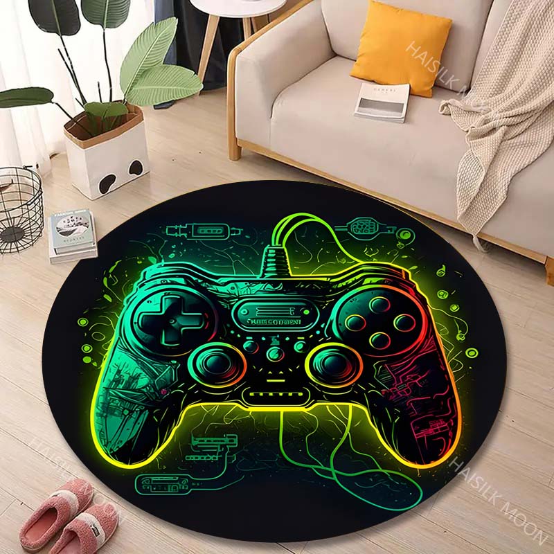Multiple Sizes Game controller Print Round Rugs for Living Room Bedroom Floor Mats Kids Room Household Carpet Home Decor