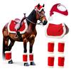 1/4/7Pcs Horse Christmas Costumes Red Santa Hat Horse Saddle Pad Leg Wraps Decoration Accessories Xmas Winter Holiday Party Supplies