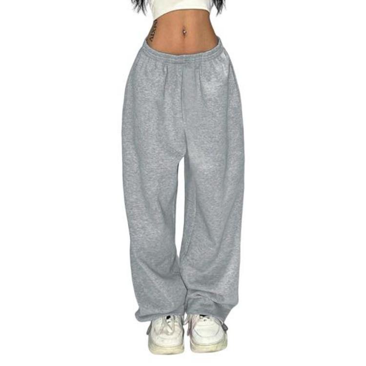 

Elastic High Waist Wide Leg Pants Women Long Casual Trousers Solid Color Loose Fit Daily Wear Hip Hop Style S темно-серого