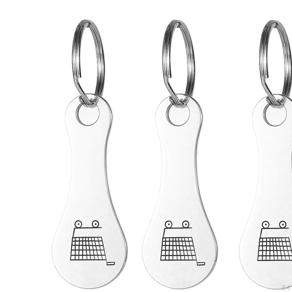 3 Pieces Shopping Trolley Tokens Keychain Cart Gift Lightweight Portable Stainless
