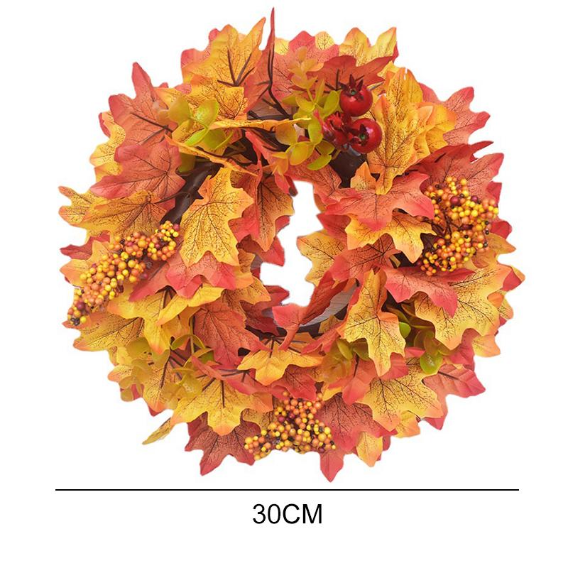 Fall Wreaths for Front Door Maple Leaf Pine Cone Berry Autumn Harvest Wreath Christmas Halloween Decoration Artificial Wreath