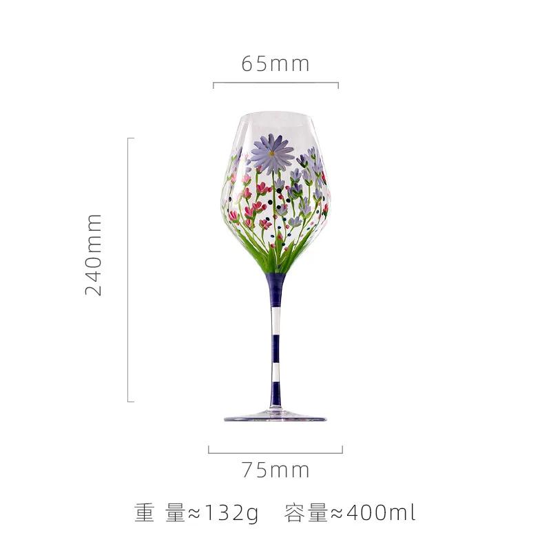 Creative Painted Tulip Tall Cocktail Glasses Flower Crystal Juice Champagne Glasses Red Wine Glasses Home Drinkware 400ml