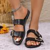 2025 Plus Size Women's Buckle Strap Flat Outdoor Flip-Flops