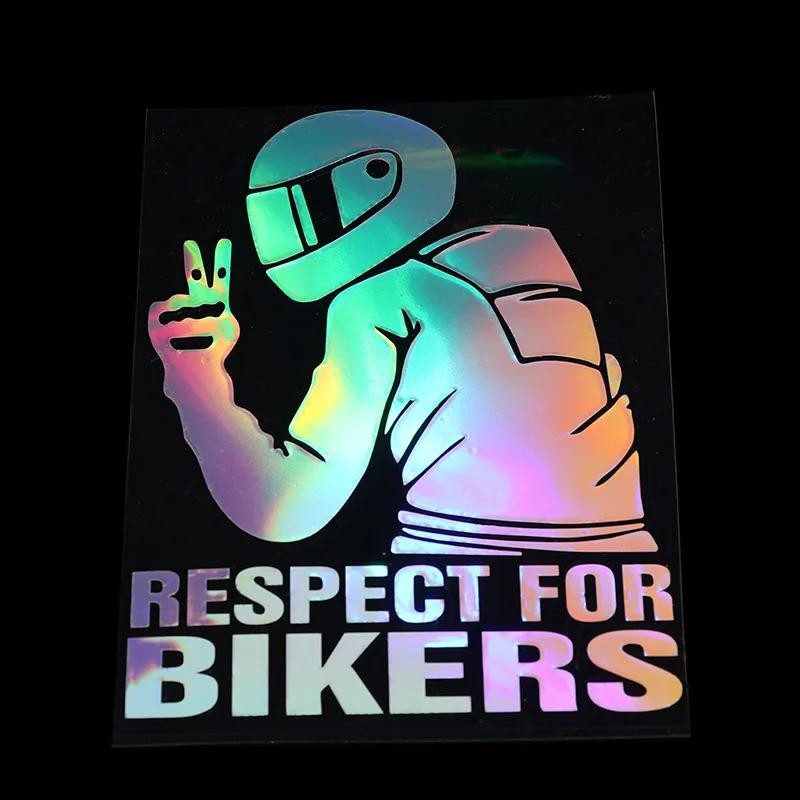 Vinyl 3D Motorcycle Reflector Sticker Respect Biker Sticker for Car Motorbike Decoration Sticker Waterproof Moto Stickers Decals