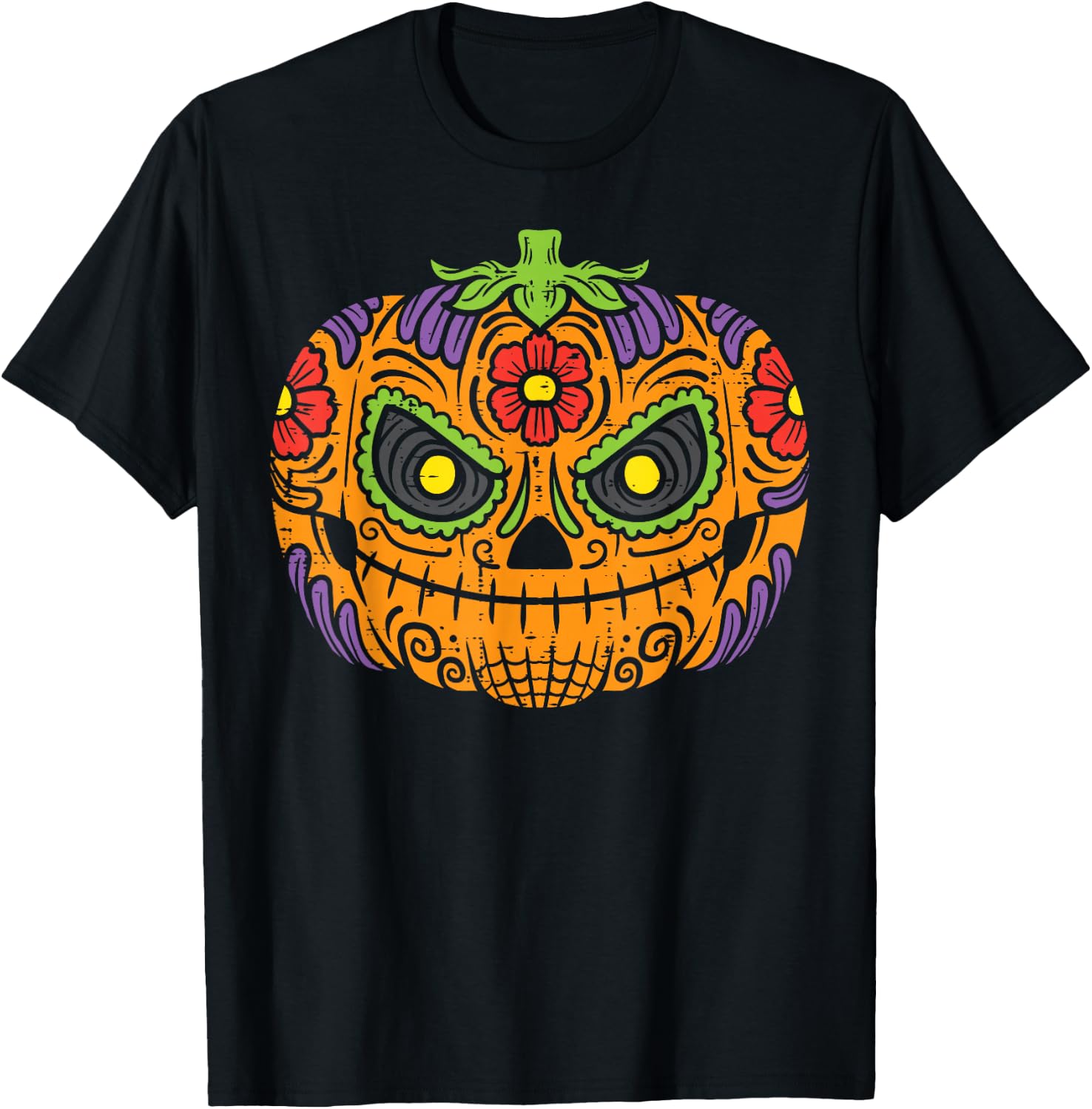Pumpkin Sugar Skull Dia De Los Muertos Halloween Mexican T-Shirt XXXXL