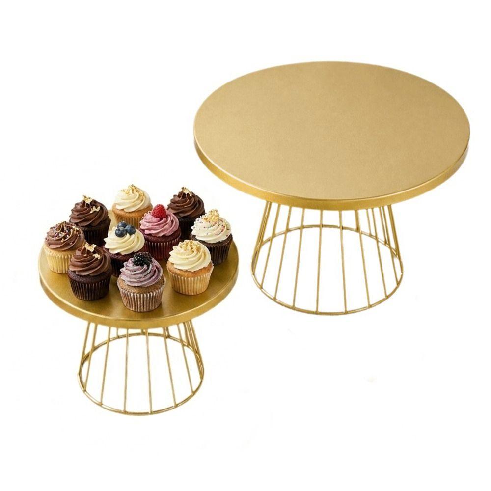 Stylish Metal Cake Display Stand Gold Color 20/25cm Round Cake Stand Events Decoration Round Shape Pie Plate Wedding Party