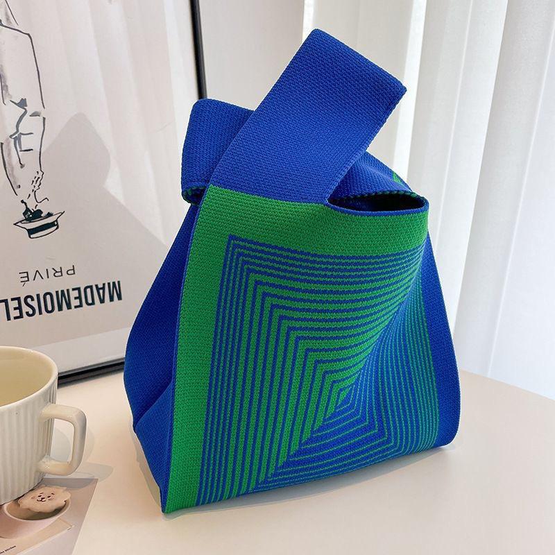 Fashion Handmade Knit Handbags Women Mini Knot Wrist Bag Korean Casual Tote Bag Reusable Shopping Bags