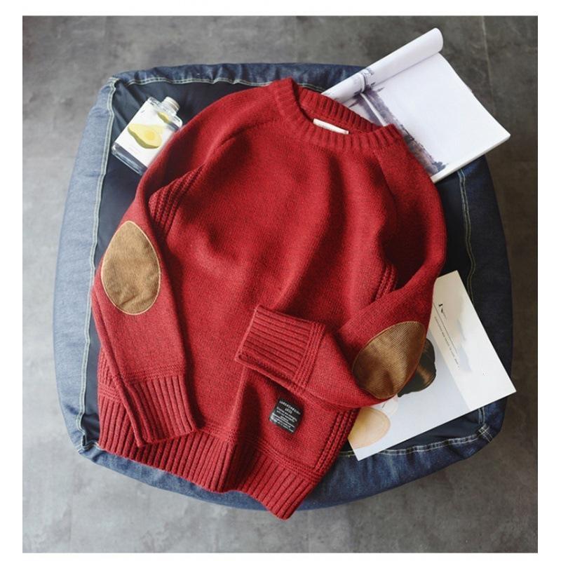 

Весна Осень Круглый Вырез Повседневные Пуловеры Модный Свитер Для Мужчин Теплый Однотонный Длинный Рукав Мужской XS красный