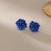 Orecchini a Lobo Fiori Blu in Resina per Donne Accessorio Gioiello Regali per Feste
