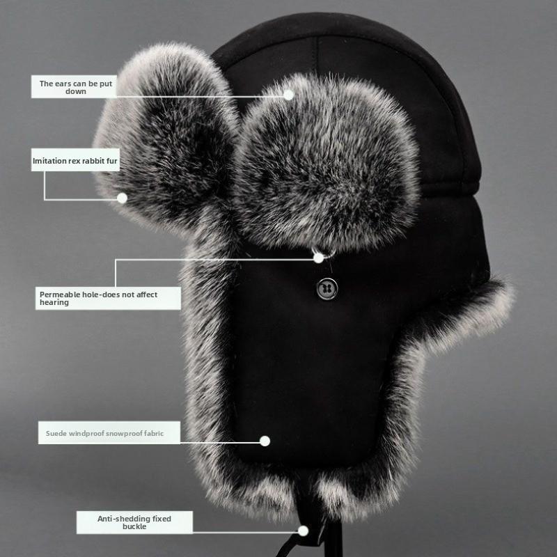 Bomber Hat Men's Winter Thick Ear Protection Cold Hat Cycling Warm Windproof Ski Hat