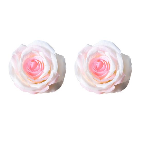 2 Pcs Realistic Artificial Rose Flower Heads Faux Silk No Stem Rose Heads