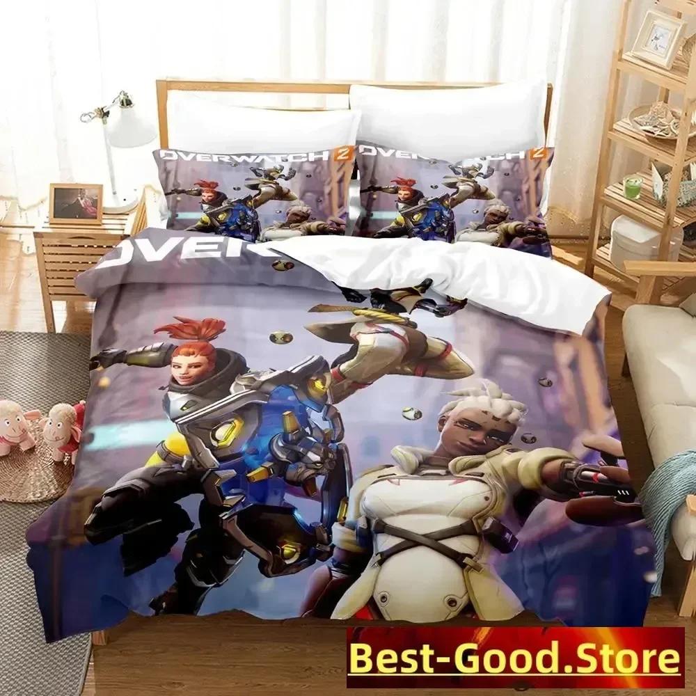 

Overwatch 2 Bedding Set Duvet Cover Sheet Printed Bed Set Pillowcase Bed Full Queen King Size Comforter Bedroom 70x133cm 2pcs