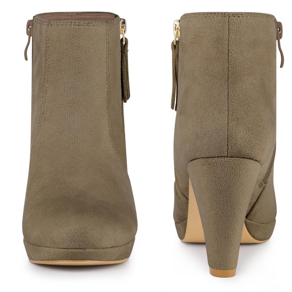 Perphy Chunky Heel Ankle Winter Shoes with Round Toe and Size Boots, Platform, Women's, Taupe, 23.5cm
