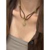 Metal Chain Necklace with Sunflower and Star Pendants Clavicle Choker for Women
