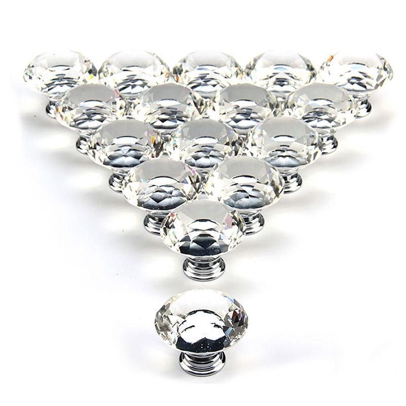 Luxurious 30mm Clear Crystal Drawer Knob For Cupboards And Wardrobes 1 Piece