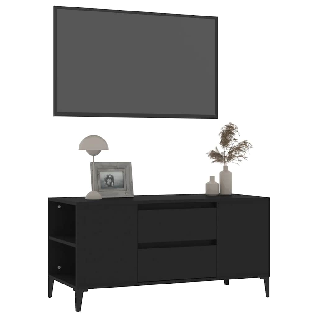 Vidaxl Szafka Pod Tv, Czarna, 102X44,5X50 Cm, Materiał Drewnopochodny