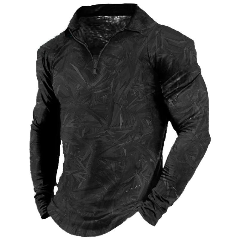 New POLO Shirt Zip Long-sleeved Lapel Men's Sweatshirt Casual Tops Tide