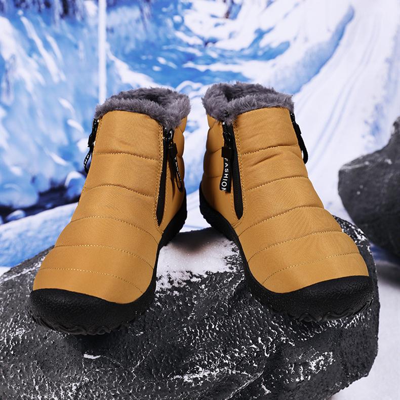 Men Winter Plus Velvet Snow Boots Casual Zipper Warm Outdoor Cotton Shoes Large Middle Top Thick Anti Slip Hiking Shoe 39-46