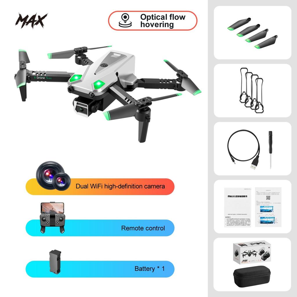 S125 Mini Folding Radio-controlled Aircraft Obstacle Avoidance Optical Flow Fixed HD Dual Camera Children Remote Control UAV