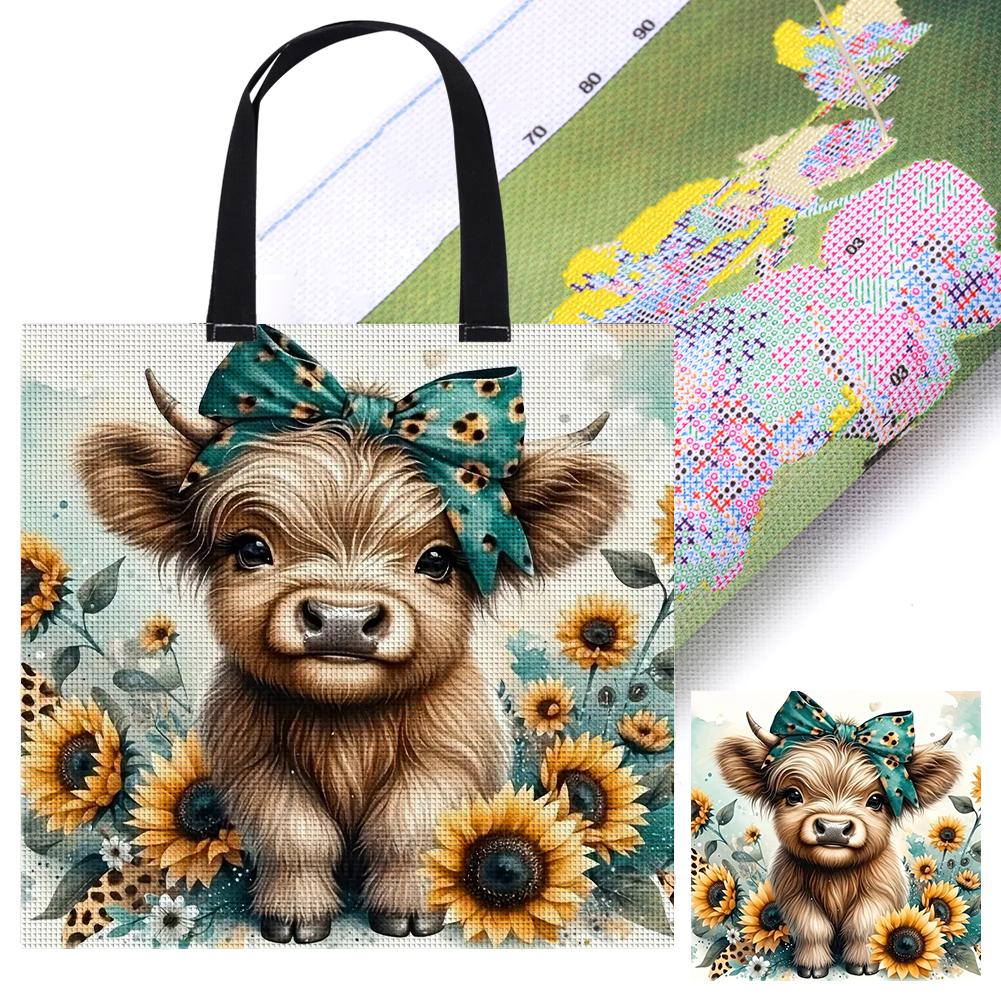 

11CT Print Dog Cross Stitch Canvas Bag Kit 40x40cm DIY Tote Bag Cross Stitch Kits Canvas Bag Embroidery Kit for Women Girls Gift