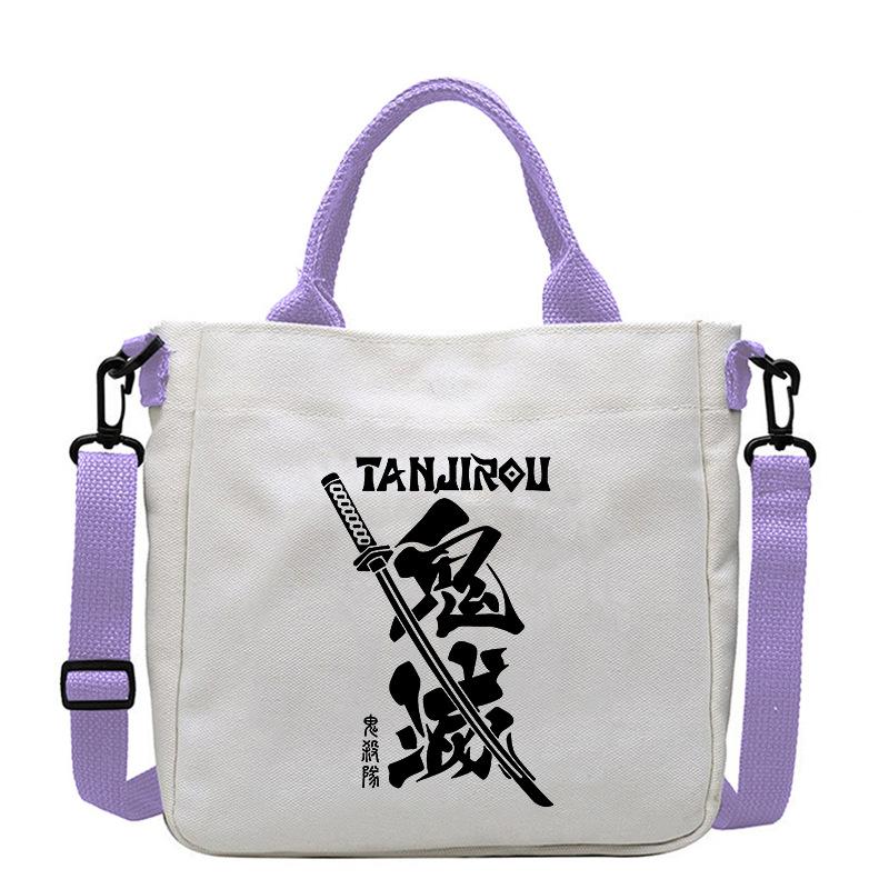 Japan cartoon comics Demon Slayer Print Canvas Bag Stylish Women's Handbag Large Capacity Casual Shoulder Bag 7560
