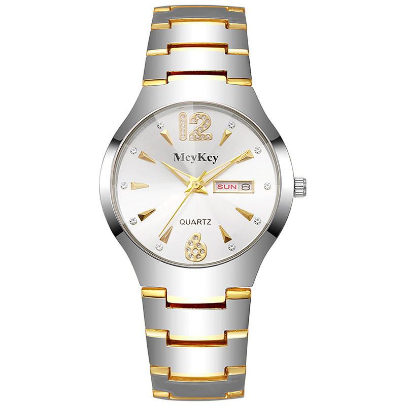 Tungsten Steel Mens Quartz Watch With Calendar Waterproof For Business Use