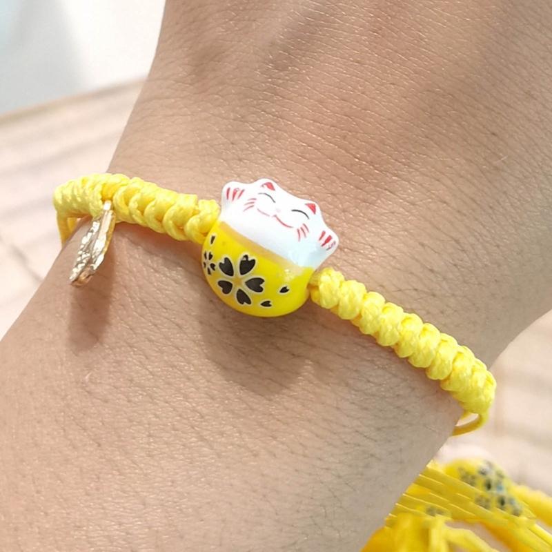 Trendy Ceramic Lucky Cat Bracelet Cartoon Cute Wrist Chain Jewelry Accessory